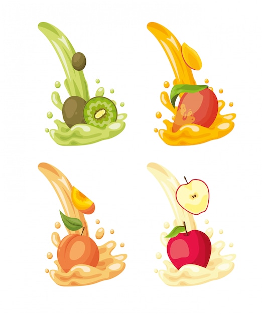 Free vector tropical fruits logos