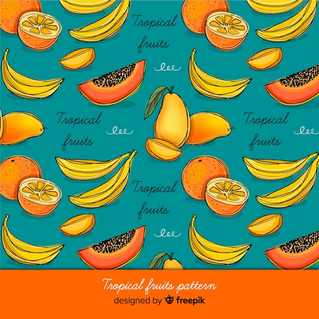 Free Vector tropical fruits pattern