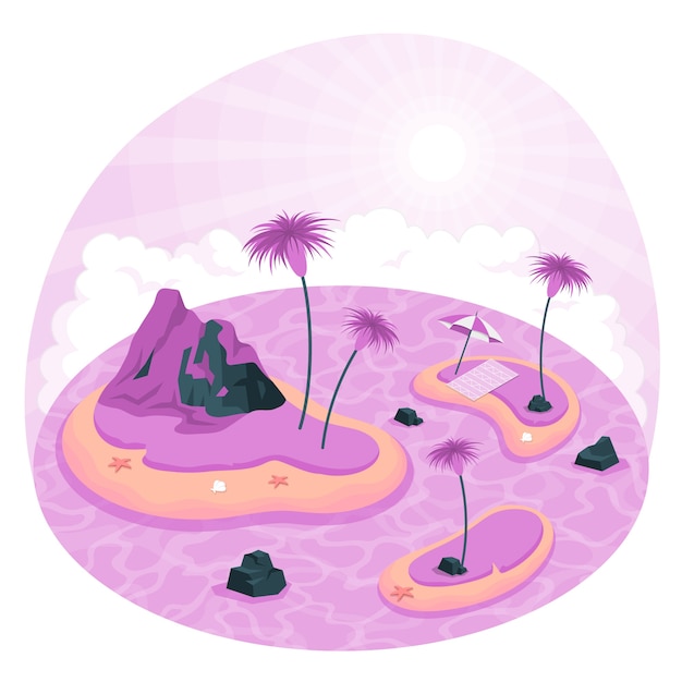 Free Vector tropical island concept illustration