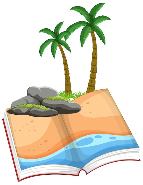 Free vector tropical island in an open book