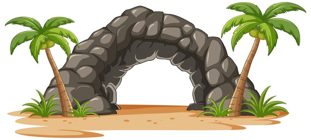 Tropical Island Stone Archway Illustration