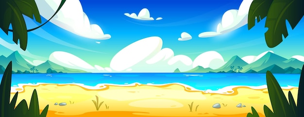 Free vector tropical lagoon landscape with sandy beach