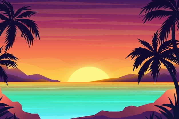 Free Vector tropical landscape background for zoom