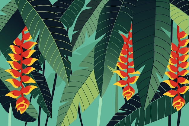 Tropical leaves background for zoom