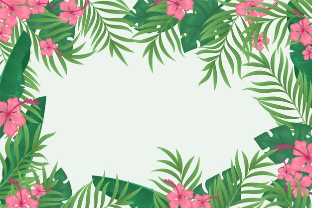 Tropical leaves background for zoom