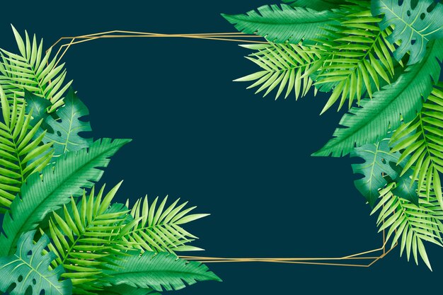 Tropical leaves and copy space frame