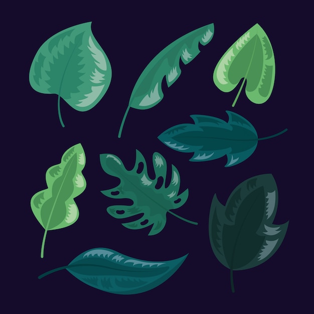 Tropical leaves dark illustration