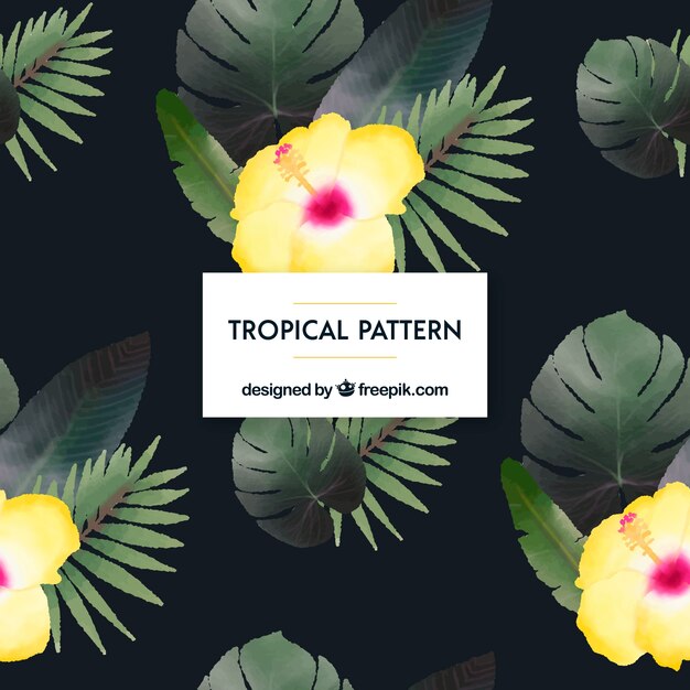 Tropical leaves and flowers pattern 