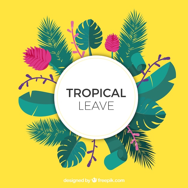 Tropical leaves frame