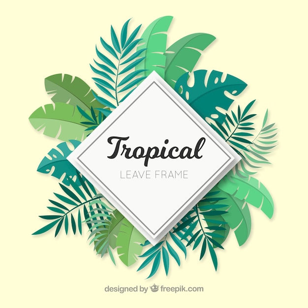 Tropical leaves frame