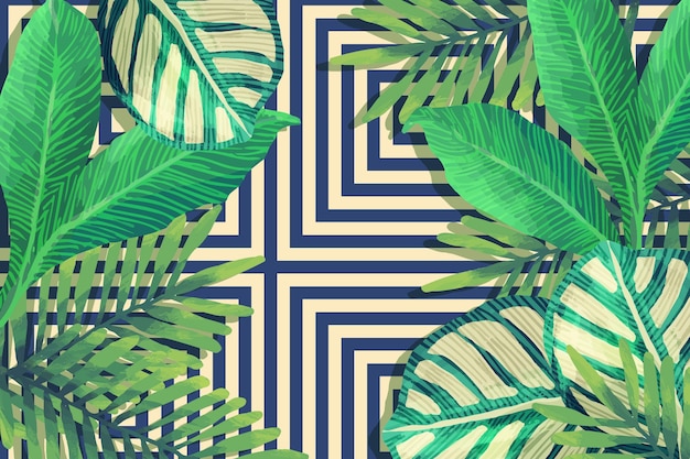 Tropical leaves with geometric background