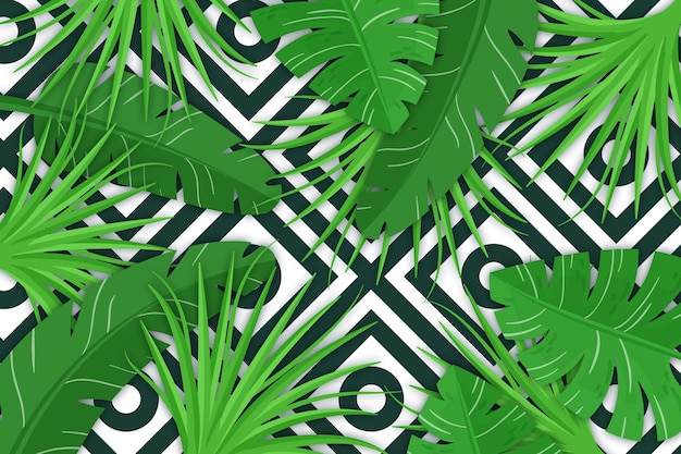 Tropical leaves with geometric background