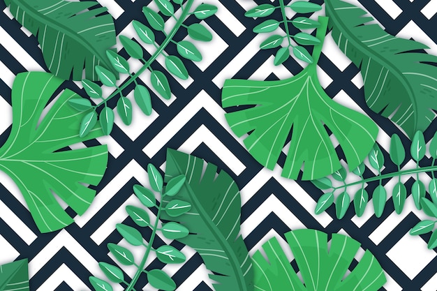 Tropical leaves with geometric background