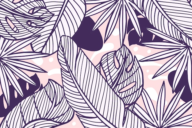 Free Vector tropical leaves with pastel color background