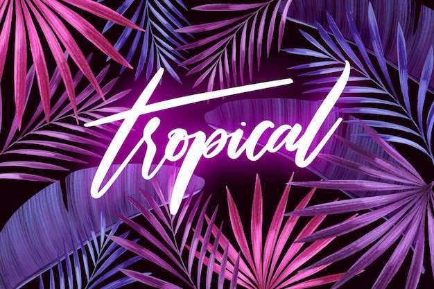 Free Vector tropical lettering with leaves or flowers