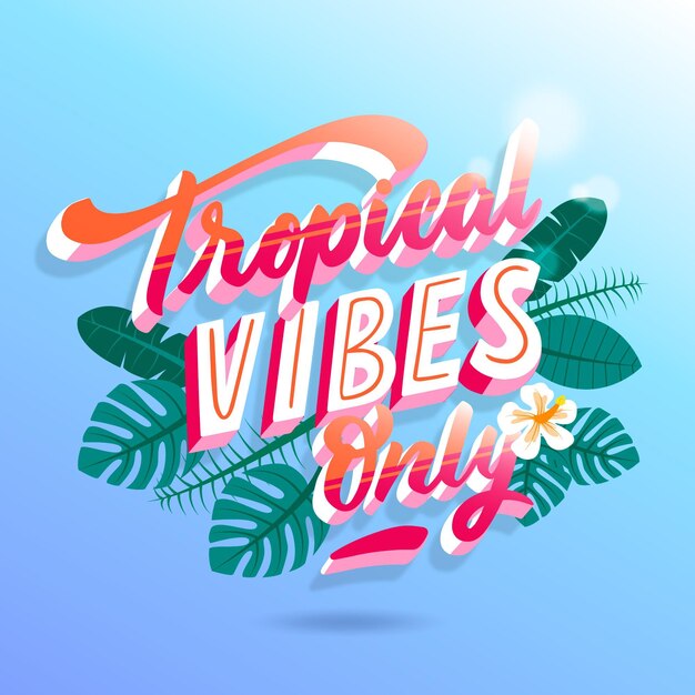 Free Vector tropical lettering with leaves or flowers