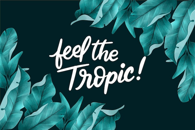 Free Vector tropical lettering with leaves