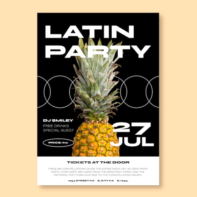 Free Vector tropical modern latin party dj poster