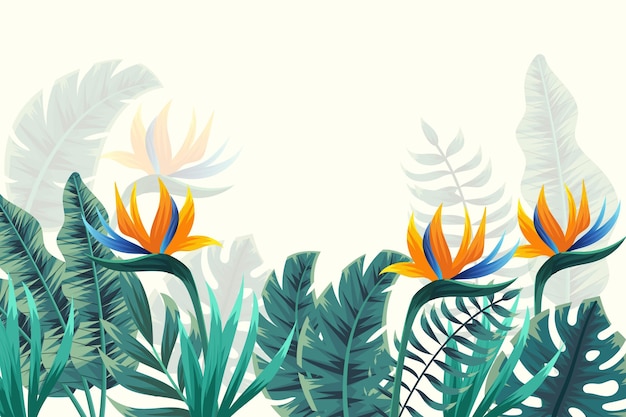 Tropical mural wallpaper with flowers