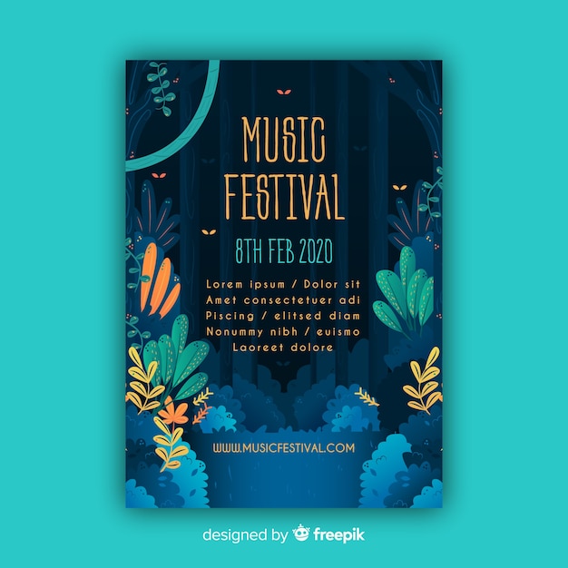 Free vector tropical music festival poster template