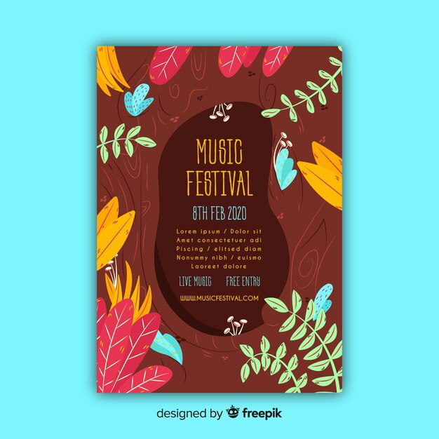 Tropical music festival poster template