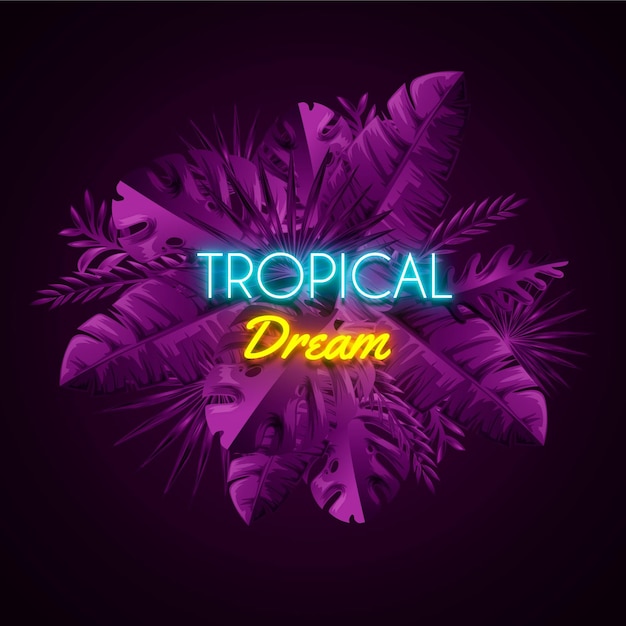 Free Vector tropical neon lettering concept