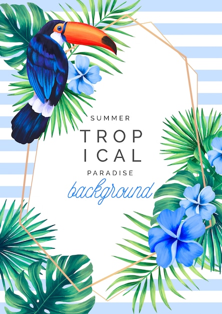 Tropical Paradise Background with Toucan