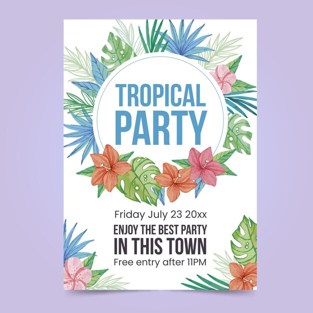 Tropical party poster design