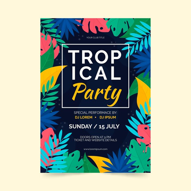 Tropical party poster style