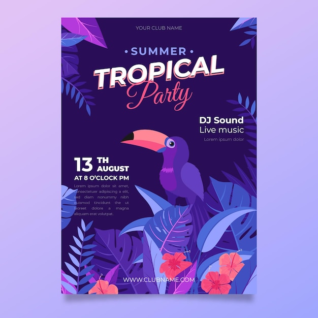 Tropical party poster template design