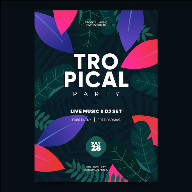 Tropical party poster template