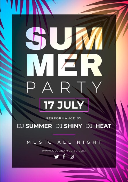 Tropical party poster template