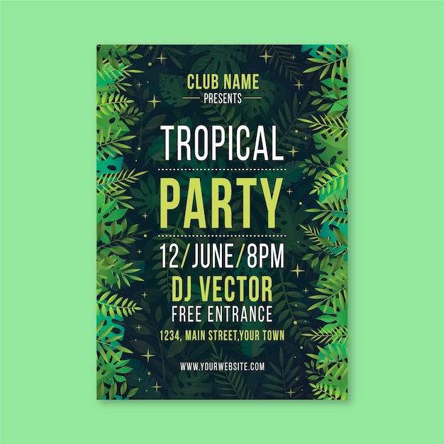 Tropical party poster template