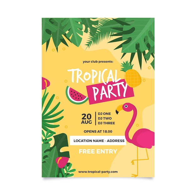 Tropical party poster template