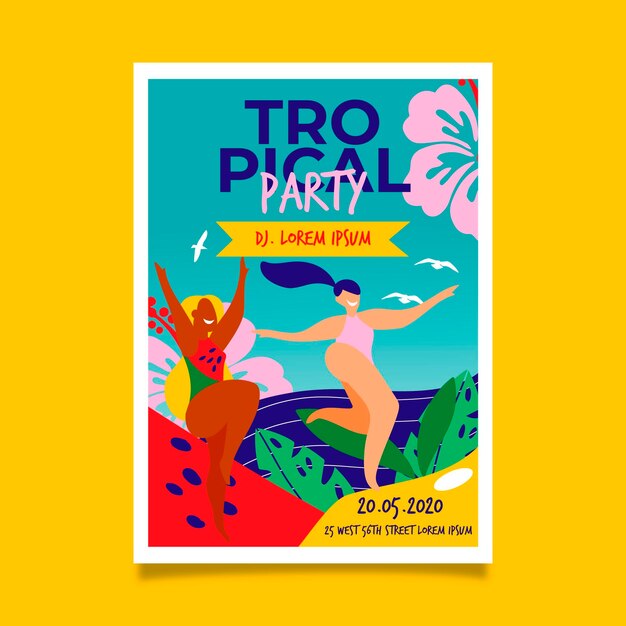 Tropical party poster template