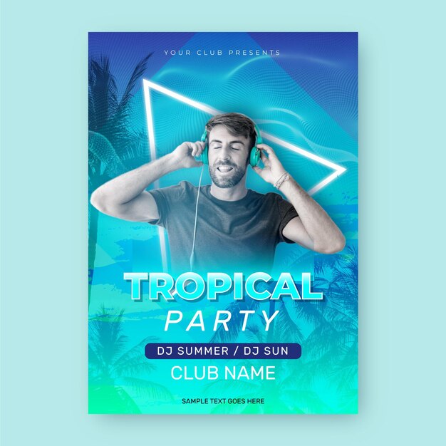 Tropical party poster template