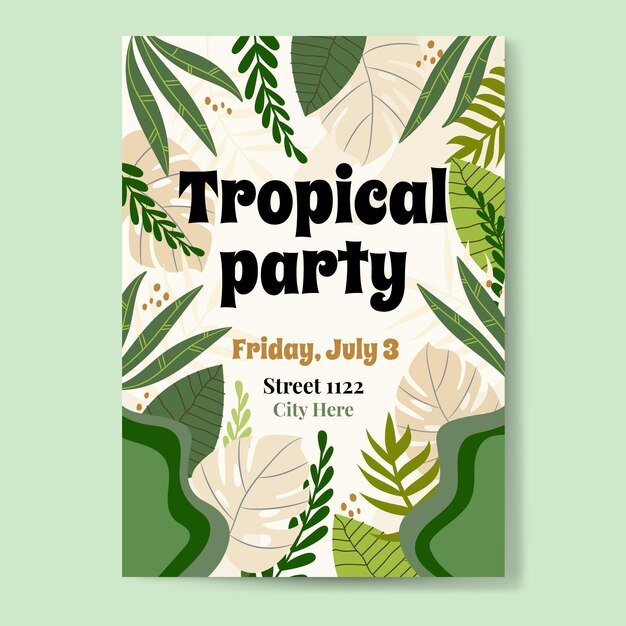 Tropical party poster template