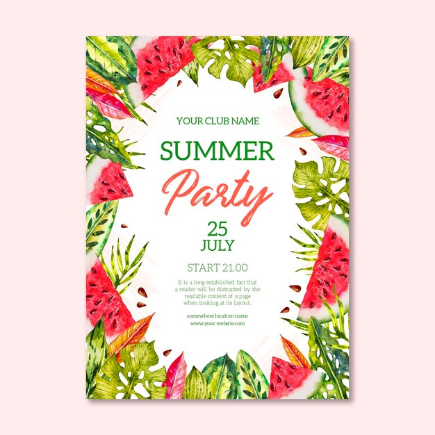 Tropical party poster template