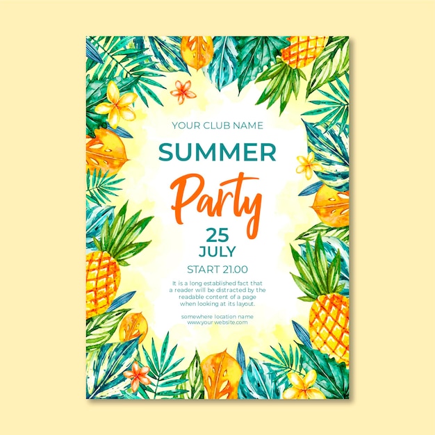 Tropical party poster template