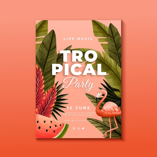 Tropical party poster template