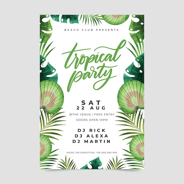 Tropical party poster template