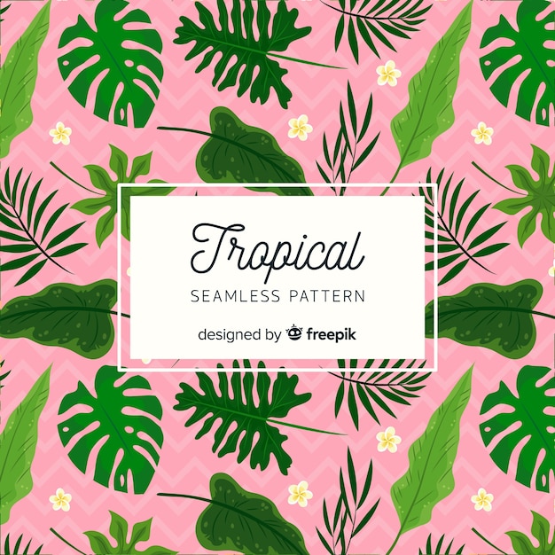 Free Vector tropical pattern background with leaves