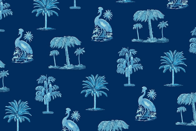 Free Vector tropical pattern summer background in blue tone