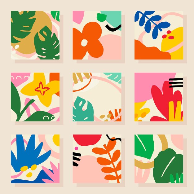 Tropical patterned tiles design element set