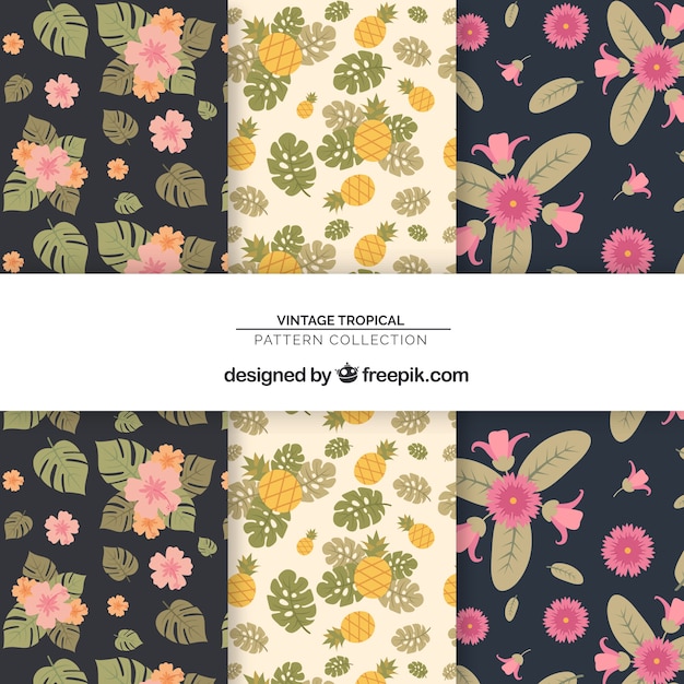 Tropical patterns collection with flowers