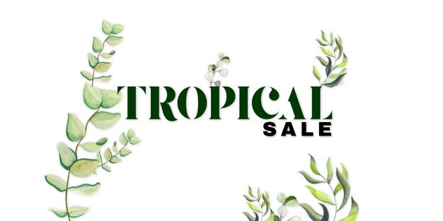 Tropical Sale Green White Background Professional Banner Multipurpose Design Free Vector