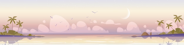 Free Vector tropical sea landscape in early morning