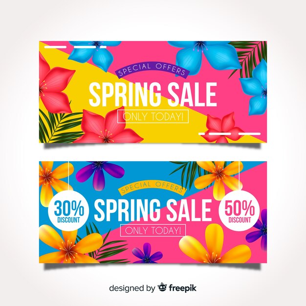 Tropical spring sale banner