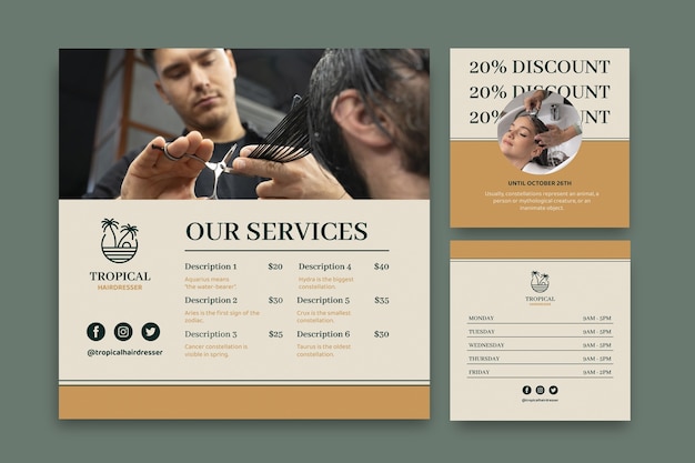 Tropical sublime hairdresser social media post template