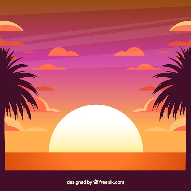 Tropical summer background at sunset